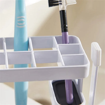 Toothbrush Holder Metal+Silicone Wall-Mounted Toothpaste Cup Hanger for Bathroom