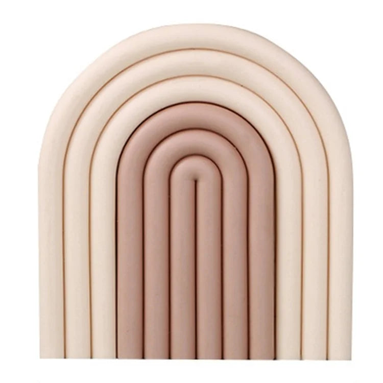Rainbow Shape High Temperature Resistant Coaster Dining Table Mat Insulation Pad+Coffee