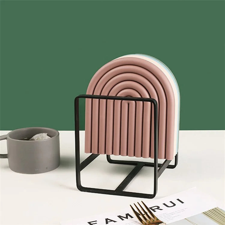 Rainbow Shape High Temperature Resistant Coaster Dining Table Mat Insulation Pad+Coffee