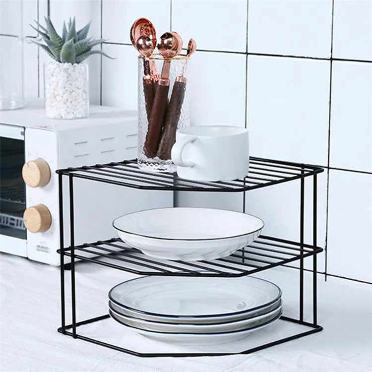 Multipurpose Metal Three Layer Corner Storage Shelf for Kitchen Bathroom