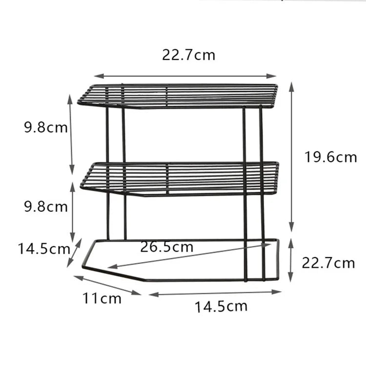 Multipurpose Metal Three Layer Corner Storage Shelf for Kitchen Bathroom