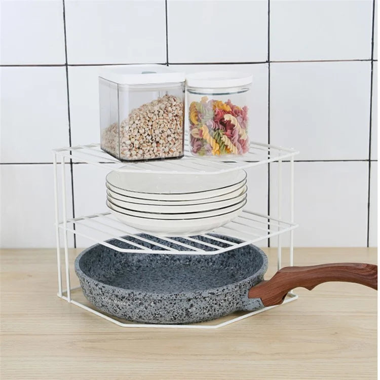 Multipurpose Metal Three Layer Corner Storage Shelf for Kitchen Bathroom