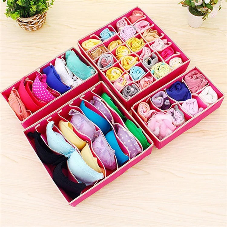 4Pcs / Set Non-Woven Fabric Cabinet Divided Storage Box for Underwear Socks