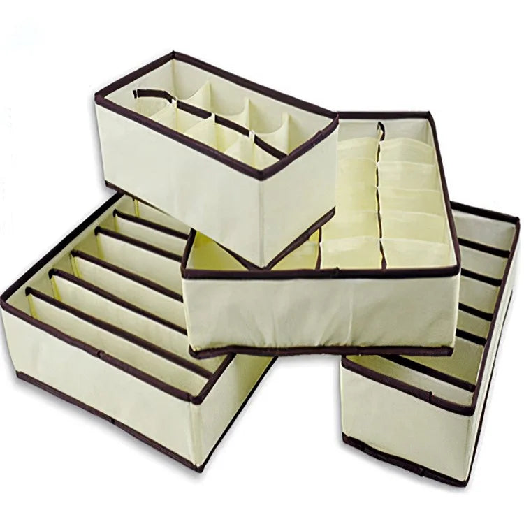 4Pcs / Set Non-Woven Fabric Cabinet Divided Storage Box for Underwear Socks