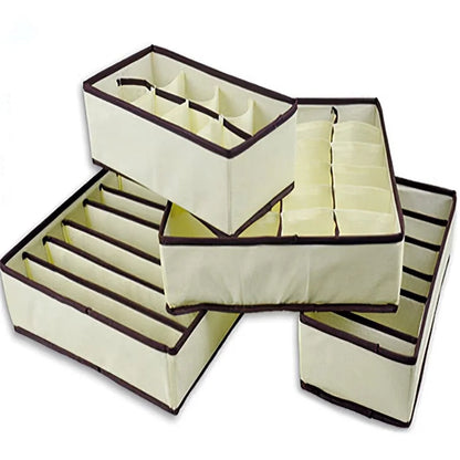 4Pcs / Set Non-Woven Fabric Cabinet Divided Storage Box for Underwear Socks