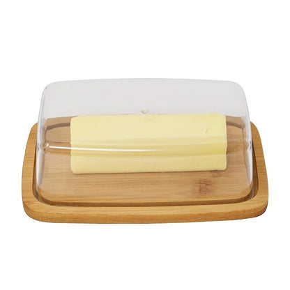 JJTZ Bamboo Rectangular Cake Try with PS Lid Cupcake Display Stand Tray Dessert Plate, Size S