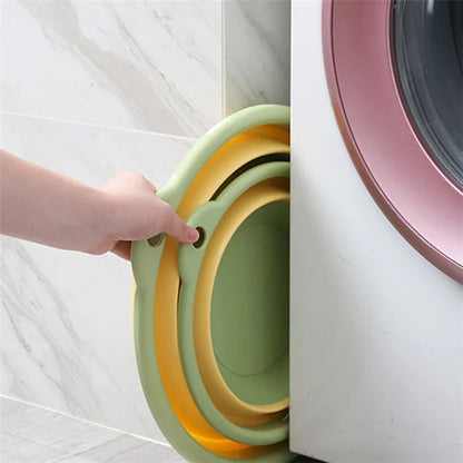 Collapsible Round Basin Space Saving Thicken PP+TPR Multipurpose Washbasin, Size L