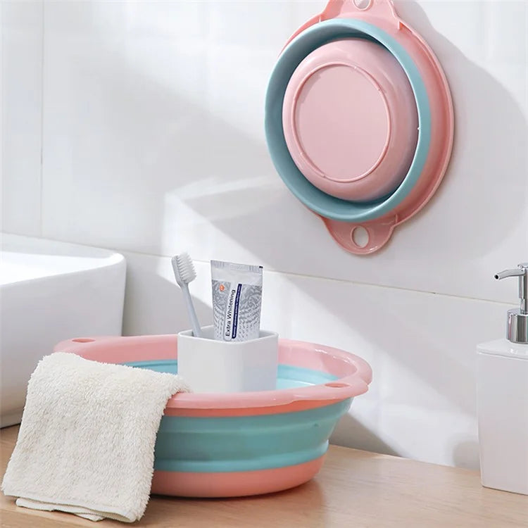 Thicken PP+TPR Collapsible Round Basin Space Saving Multipurpose Washbasin, Size S