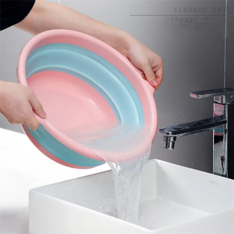 Thicken PP+TPR Collapsible Round Basin Space Saving Multipurpose Washbasin, Size S