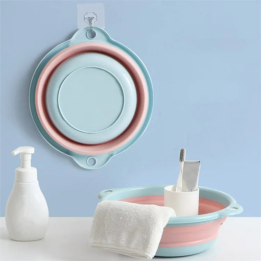 Multipurpose Washbasin Thicken PP+TPR Space Saving Collapsible Round Basin, Size XL