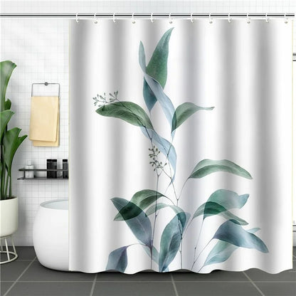 SHU1 3D Printed Tropical Jungle Plants Design Bath Curtain Polyester Waterproof Shower Curtain, 180x180cm