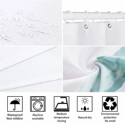 SHU1 3D Printed Tropical Jungle Plants Design Bath Curtain Polyester Waterproof Shower Curtain, 180x180cm