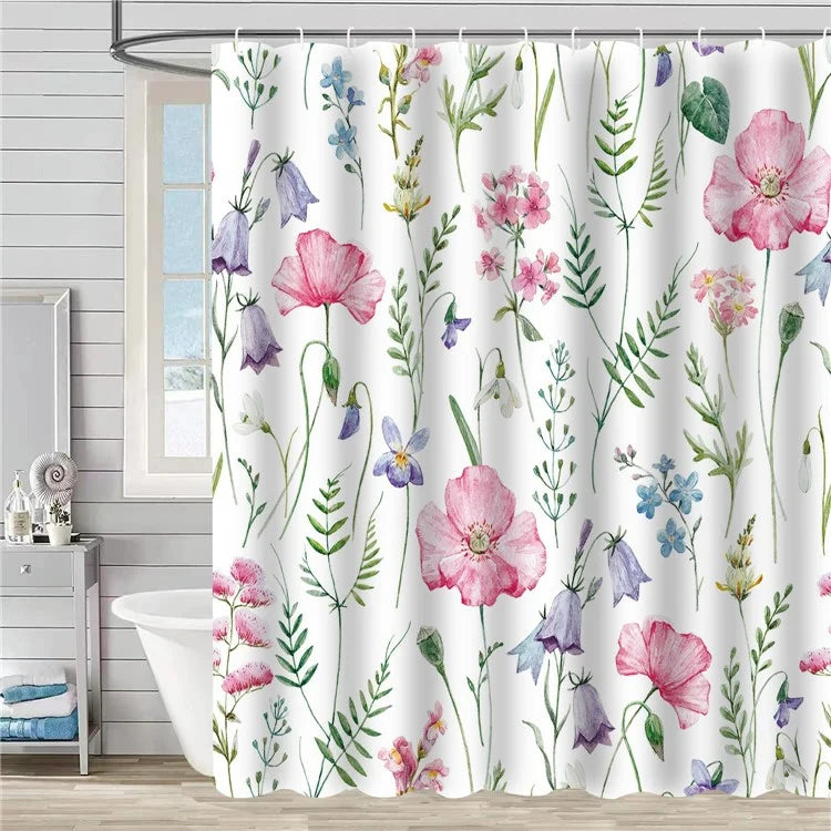 SHU1 3D Printed Tropical Jungle Plants Design Bath Curtain Polyester Waterproof Shower Curtain, 180x180cm