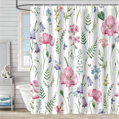SHU1 3D Printed Tropical Jungle Plants Design Bath Curtain Polyester Waterproof Shower Curtain, 180x180cm