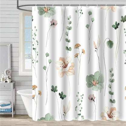 SHU1 3D Printed Tropical Jungle Plants Design Bath Curtain Polyester Waterproof Shower Curtain, 180x180cm
