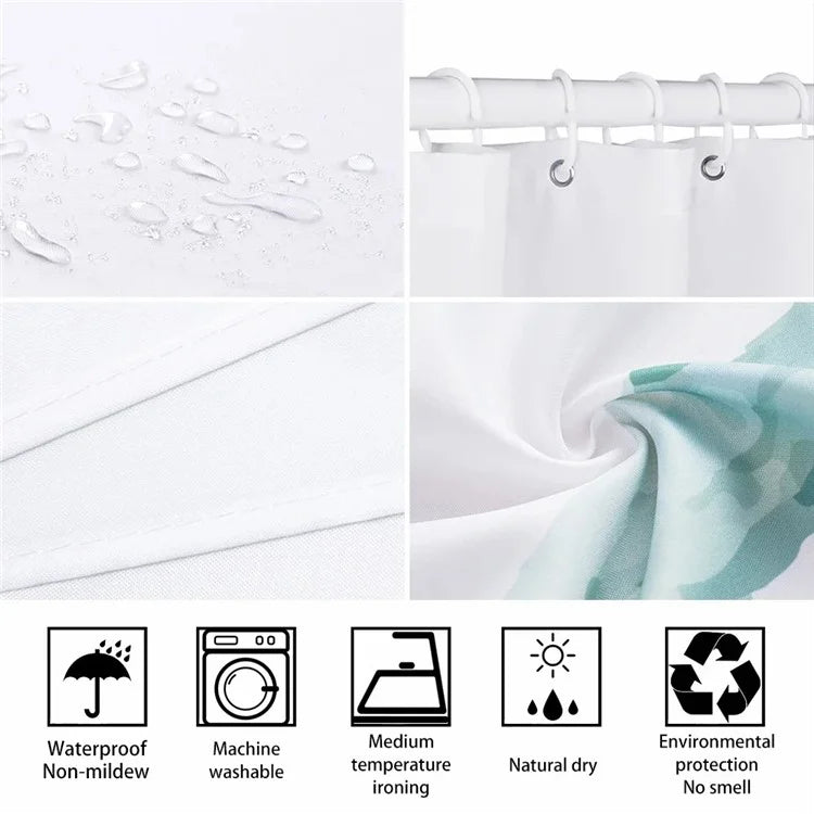 SHU1 3D Printed Tropical Jungle Plants Design Bath Curtain Polyester Waterproof Shower Curtain, 180x180cm-1