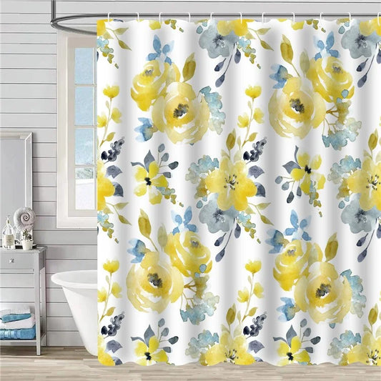 SHU1 3D Printed Tropical Jungle Plants Design Bath Curtain Polyester Waterproof Shower Curtain, 180x180cm