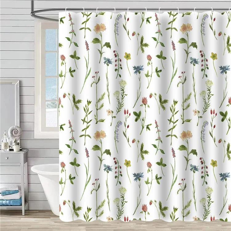 SHU1 3D Printed Tropical Jungle Plants Design Bath Curtain Polyester Waterproof Shower Curtain, 180x180cm-1