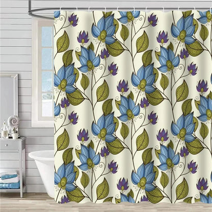 SHU1 3D Printed Tropical Jungle Plants Design Bath Curtain Polyester Waterproof Shower Curtain, 180x180cm