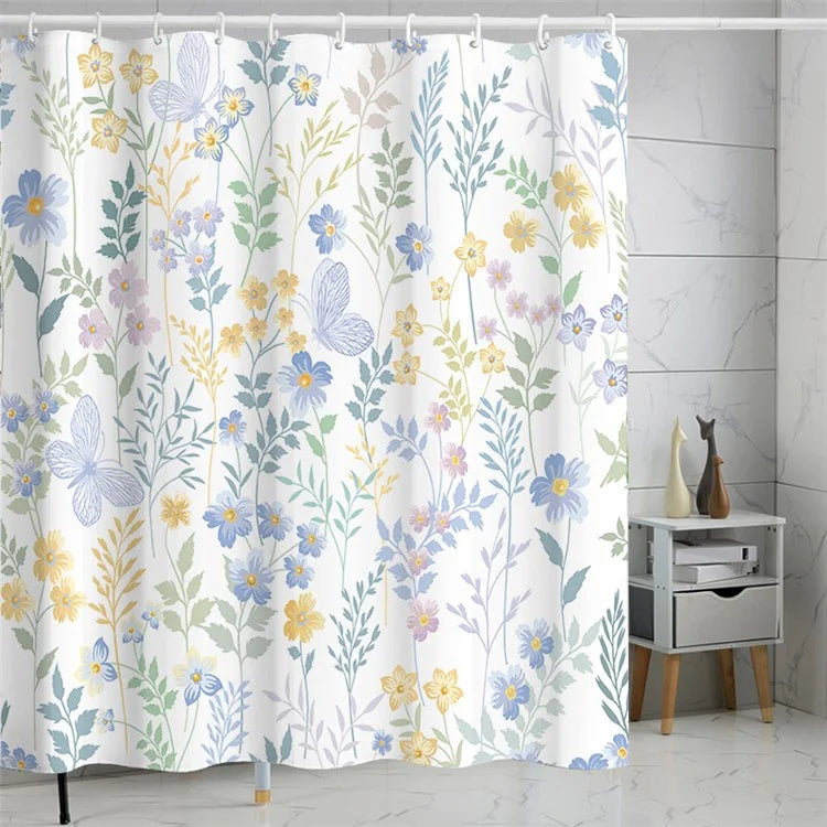 SHU1 3D Printed Tropical Jungle Plants Design Bath Curtain Polyester Waterproof Shower Curtain, 180x180cm