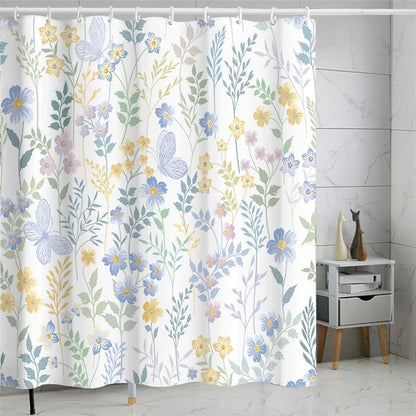 SHU1 3D Printed Tropical Jungle Plants Design Bath Curtain Polyester Waterproof Shower Curtain, 180x180cm