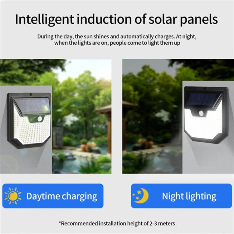 2PCS Wireless Wall Lights Solar Powered Human Motion Sensor Waterproof Garden Lamps