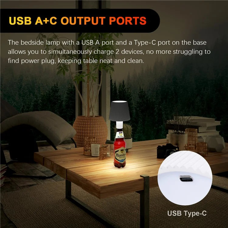 ML-G02 2000mAh Battery 3 Modes LED Night Lamp Pleated Wine Bottle Light