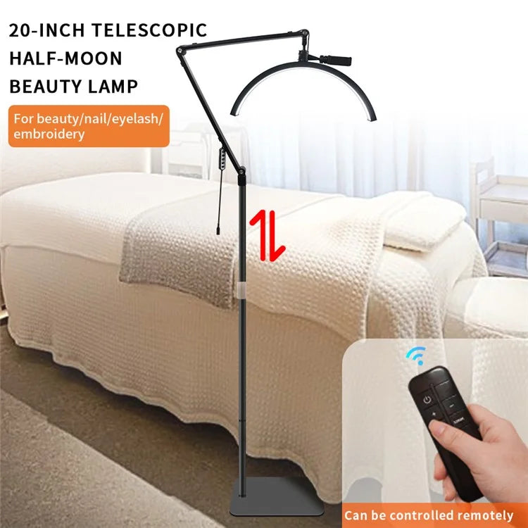 M40X 20 inch Beauty LED Half Moon Light with Iron Base Adjustable Floor Light for Nail Tech Lash Artists