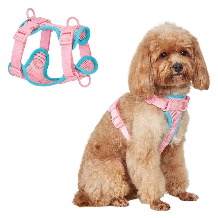 Size M Summer Breathable Mesh Dog Cat Harness Adjustable Soft Pet Harness