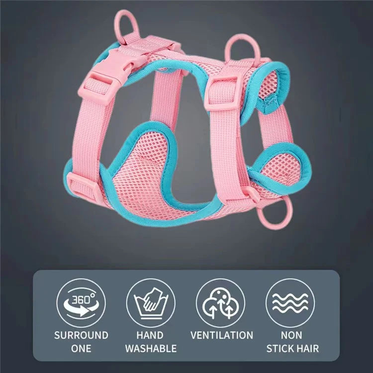 Size M Summer Breathable Mesh Dog Cat Harness Adjustable Soft Pet Harness
