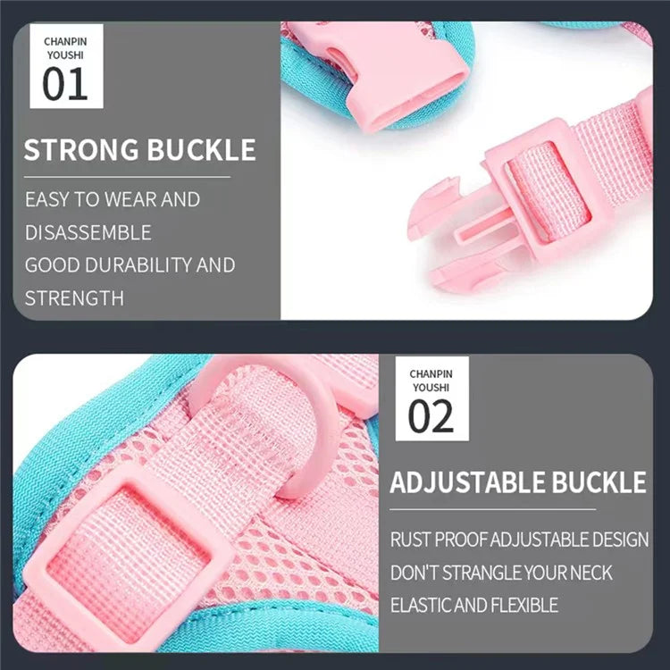 Size M Summer Breathable Mesh Dog Cat Harness Adjustable Soft Pet Harness