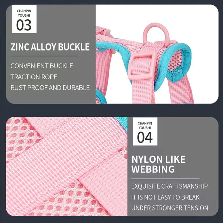 Size M Summer Breathable Mesh Dog Cat Harness Adjustable Soft Pet Harness