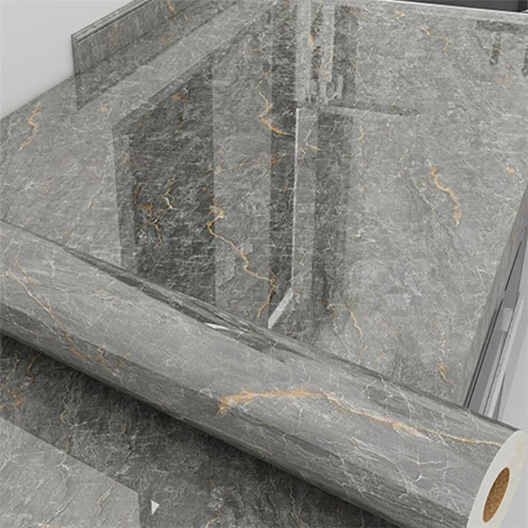 Marble Pattern Waterproof PVC Kitchen Wallpaper Self-Adhesive Heat-Resistant Sticker, 60x500cm