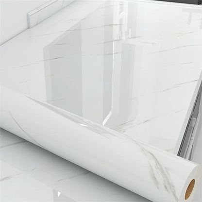 Marble Pattern Waterproof PVC Kitchen Wallpaper Self-Adhesive Heat-Resistant Sticker, 60x500cm