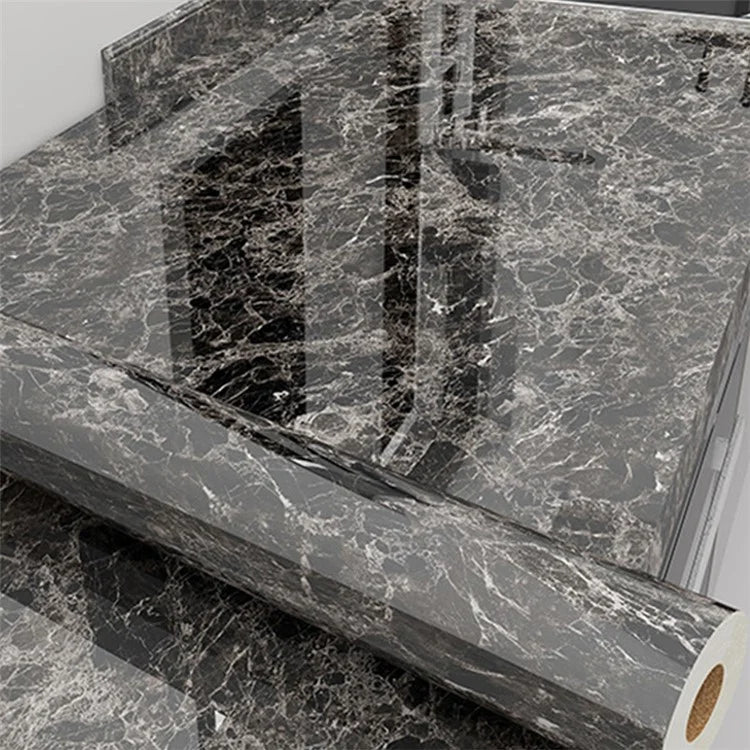 Marble Pattern Waterproof PVC Kitchen Wallpaper Self-Adhesive Heat-Resistant Sticker, 60x500cm