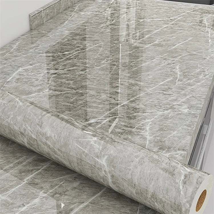 Marble Pattern Waterproof PVC Kitchen Wallpaper Self-Adhesive Heat-Resistant Sticker, 40x200cm