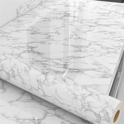 Marble Pattern Waterproof PVC Kitchen Wallpaper Self-Adhesive Heat-Resistant Sticker, 40x200cm