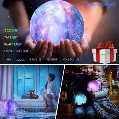 16 Colors LED Moon Light Rechargeable Touch / Tap Control Moon Lamp Home Decor with Remote Control