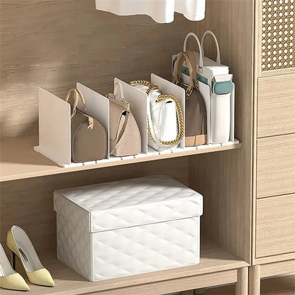 Wardrobe Closet Organizer Shelf 3 Partition Boards Plastic Handbag Storage Rack
