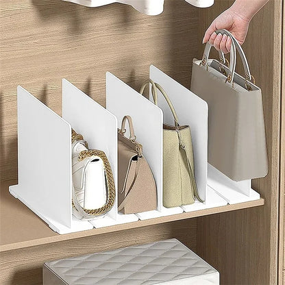 Wardrobe Closet Organizer Shelf 3 Partition Boards Plastic Handbag Storage Rack