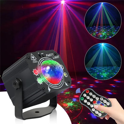 RGB Magic Ball Laser Strobe Stage Projector Light Voice Activated Remote Home Party Lamp