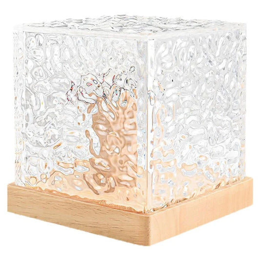 Cube Shape Northern Light Ocean Wave Projector Light 16 Colors Gradual Rotating Flame Lamp