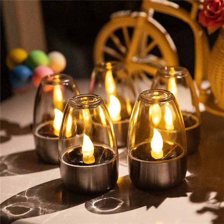 6Pcs Solar Imitation Candle LED Light Garden Yard Decorative Atmosphere Light