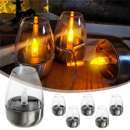 6Pcs Solar Imitation Candle LED Light Garden Yard Decorative Atmosphere Light