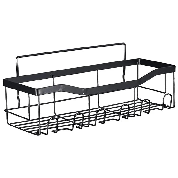 2Pcs / Set 6-Hook Punch-Free Carbon Steel Storage Basket Bathroom Draining Organization Rack