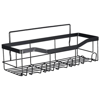 2Pcs / Set 6-Hook Punch-Free Carbon Steel Storage Basket Bathroom Draining Organization Rack