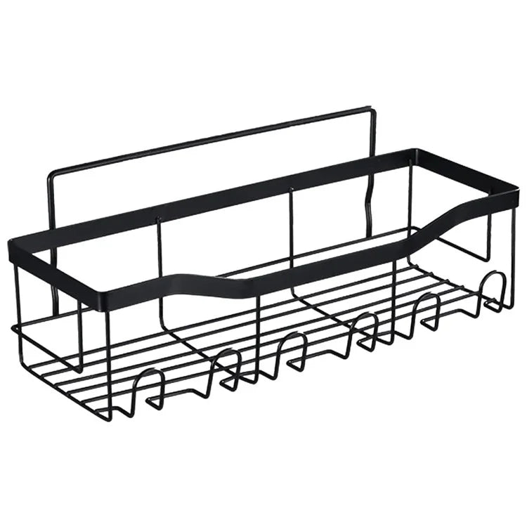 2Pcs / Set 6-Hook Punch-Free Carbon Steel Storage Basket Bathroom Draining Organization Rack