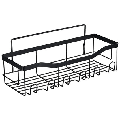 2Pcs / Set 6-Hook Punch-Free Carbon Steel Storage Basket Bathroom Draining Organization Rack