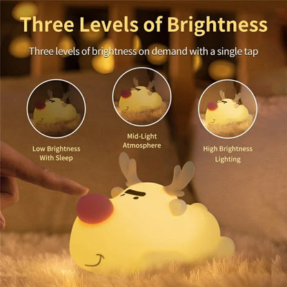 Reindeer Night Light Nursery Silicone Night Lamp Table Decorations