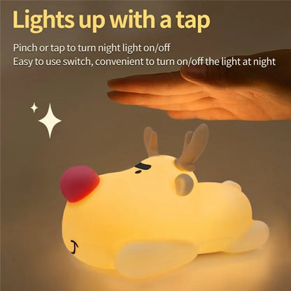 Reindeer Night Light Nursery Silicone Night Lamp Table Decorations